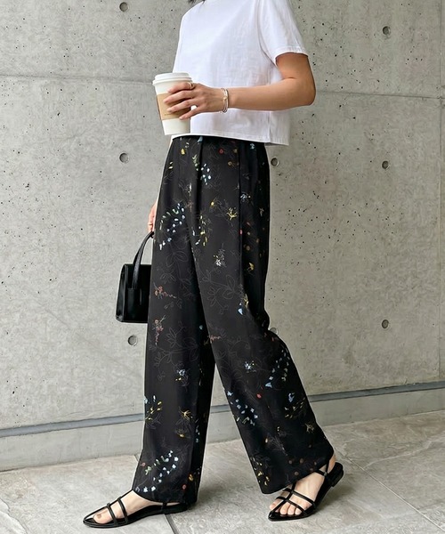 itto スラックス パンツ 花柄プリントパンツ レディース : ZOZOTOWN