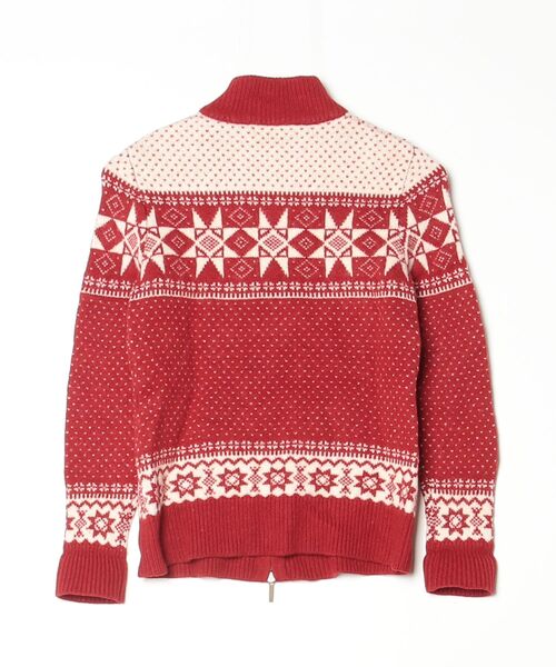 「BROOKS BROTHERS」 ペイズリーニットカーディガン X-SMALL レッド レディース_画像2
