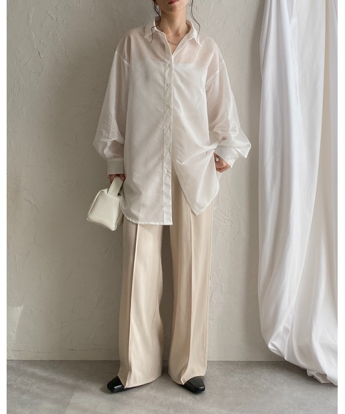 She's Closet ブラウス シャツ 長袖 ボリュームスリーブ ロング丈