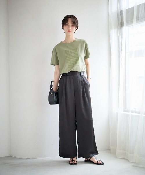 BAYFLOW（ベイフロー） ワイドパンツ パンツ 「WEB限定」サテンタック
