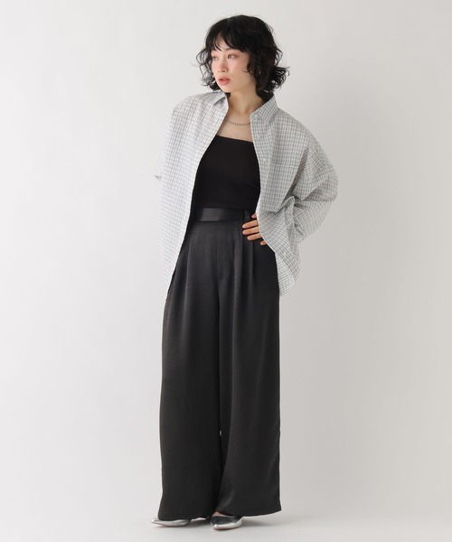 BAYFLOW（ベイフロー） ワイドパンツ パンツ 「WEB限定」サテンタック