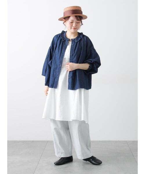 【 gasa* ガサ 】カットワーク刺繍リネンカットソー チュニック 配色カットワーク刺しゅう使いチュニック - ベルーナ【公式】