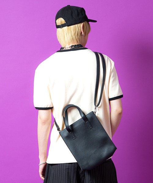 A.D.M.J. 2way ハンドバッグ ショルダーバッグ シボ革 タグ付き ショルダーバッグ バッグ an meets zakka 合成皮革2WAYショルダー縦長