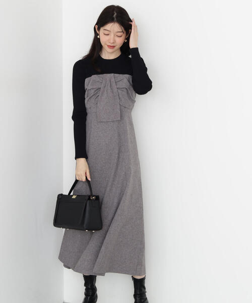 「PROPORTION BODY DRESSING」 長袖ワンピース SMALL ブラック系その他 レディースの画像