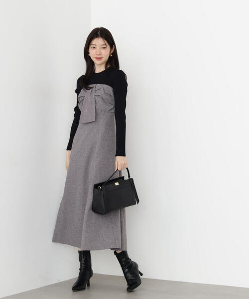 「PROPORTION BODY DRESSING」 長袖ワンピース SMALL ブラック系その他 レディースの画像