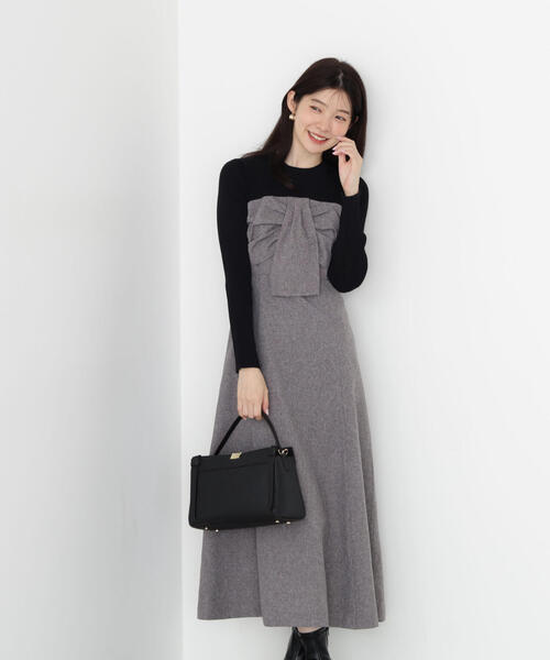 「PROPORTION BODY DRESSING」 長袖ワンピース SMALL ブラック系その他 レディースの画像