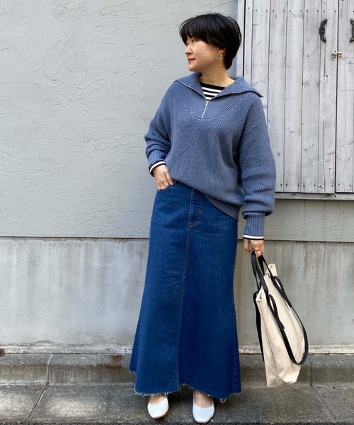 「DOUX ARCHIVES」 デニムスカート MEDIUM ブルー レディース_画像2
