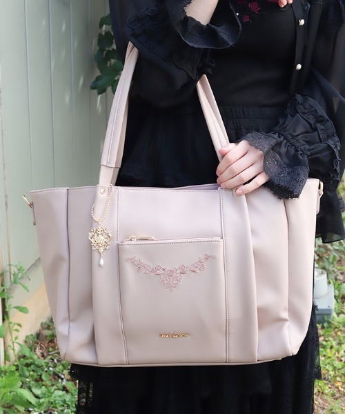 axes femme（アクシーズ ファム） トートバッグ 薔薇刺繍多機能ビッグ
