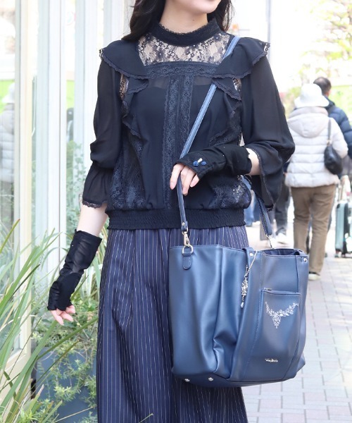axes femme（アクシーズ ファム） トートバッグ 薔薇刺繍多機能ビッグ 