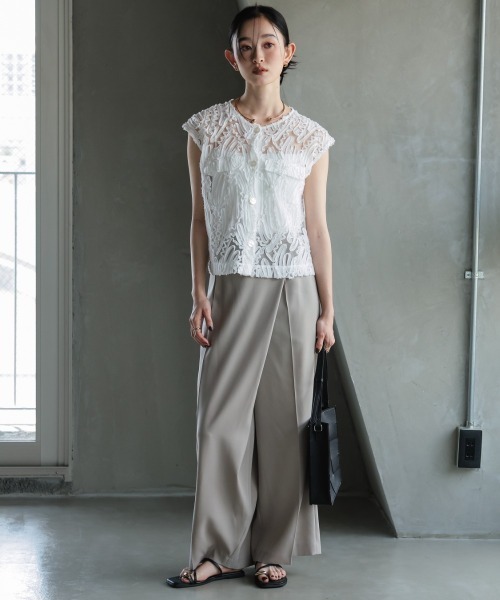 【新品】Callarus オケージョンセットアップ Callarus パンツ 「セットアップ」コード刺繍ブラウス＋アシメデザイン