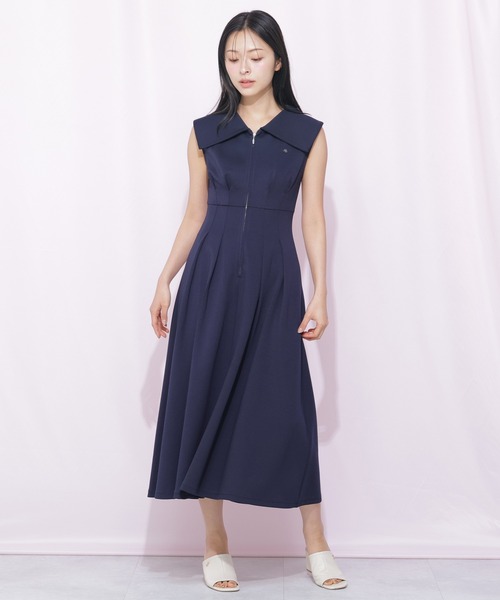 ハーリップトゥ襟付きロングワンピース　ネイビー JILL by JILL STUART（ジルバイジルスチュアート） ワンピース 夏