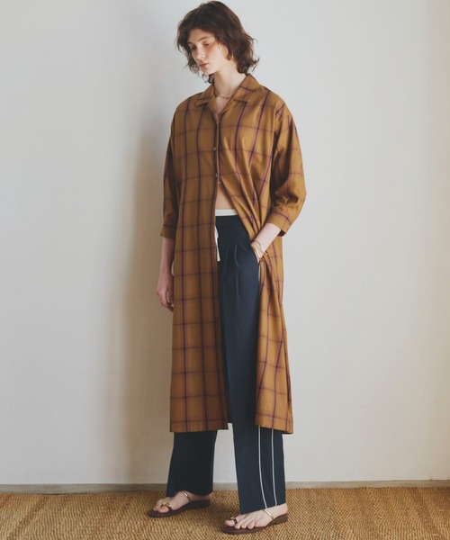 「DOUX ARCHIVES」 シャツワンピース 38 ネイビー レディース_画像2