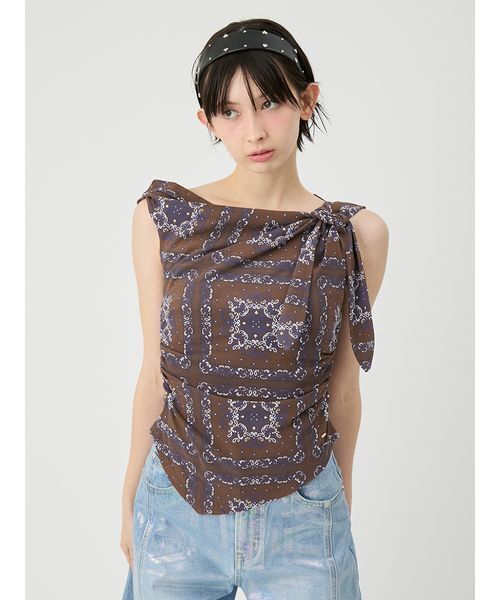 LILY BROWN（リリーブラウン） tシャツ ドレープペイズリー柄マルチ
