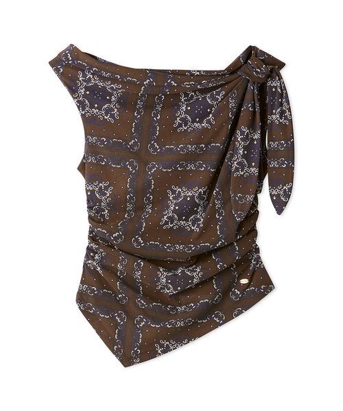 LILY BROWN（リリーブラウン） tシャツ ドレープペイズリー柄マルチ 