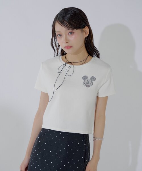 「Chico」 半袖Tシャツ「Disneyコラボ」 FREE チャコールグレー レディース_画像3