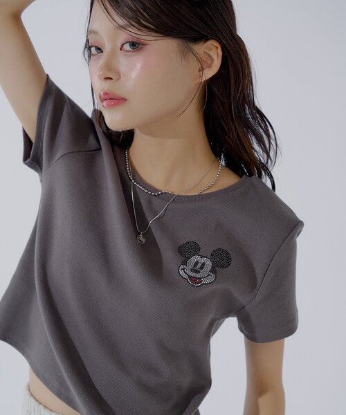 「Chico」 半袖Tシャツ「Disneyコラボ」 FREE チャコールグレー レディース_画像9