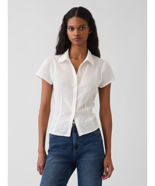 GAP（ギャップ） ブラウス シャツ 半袖 フィット キャップスリーブ