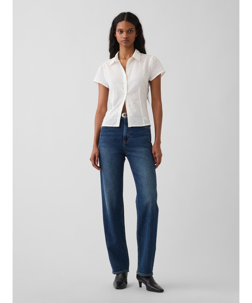 GAP（ギャップ） ブラウス シャツ 半袖 フィット キャップスリーブ