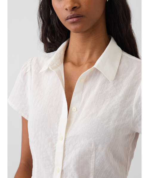 GAP（ギャップ） ブラウス シャツ 半袖 フィット キャップスリーブ