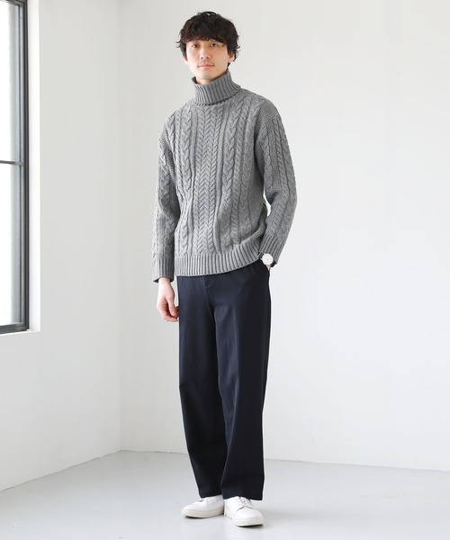 SPU(スプ) タートルネック セーター ニット ケーブル セミワイド SPU(スプ) タートルネック セーター ニット ケーブル セミワイド