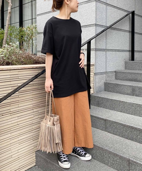 AJE. リネン混 フレアパンツ KOBE LETTUCE パンツ アンクル丈orロング丈 リネンタッチワイド