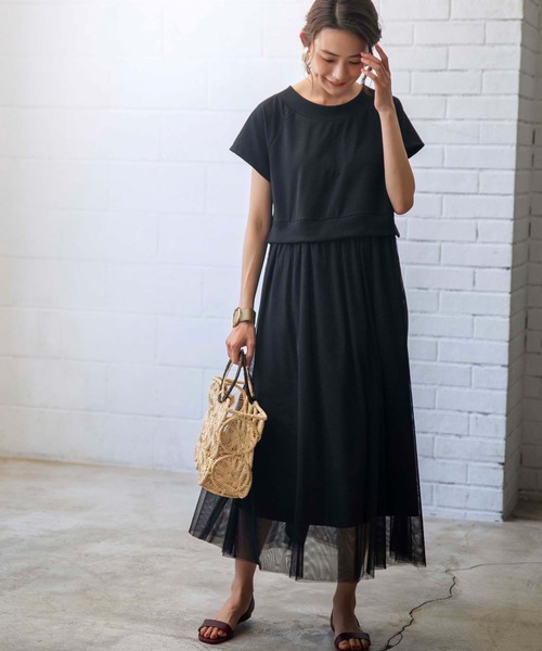 ワンピース Web限定 異素材切替チュールロングワンピース Zozotown Paypayモール店 通販 Paypayモール