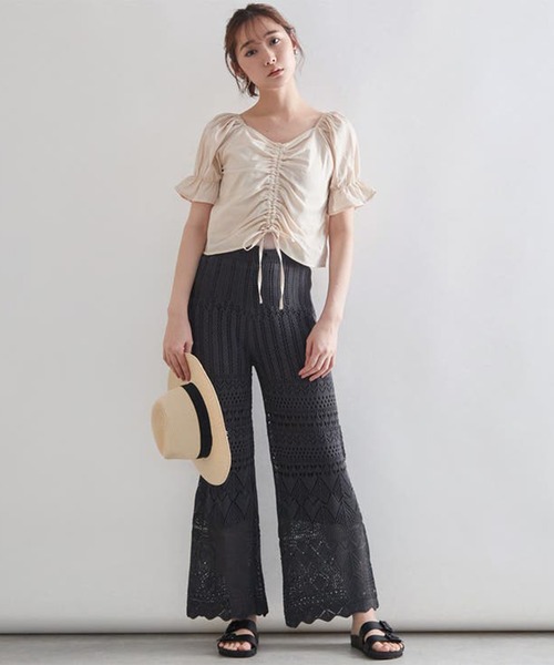 STYLEBLOCK ブラウス シャツ コットンガーゼシャーリング