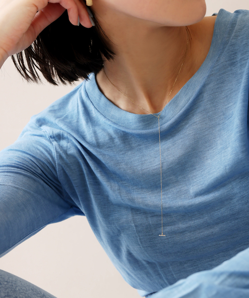 Lilas ネックレス Tバーダイヤライン50cmネックレス K10 レディース