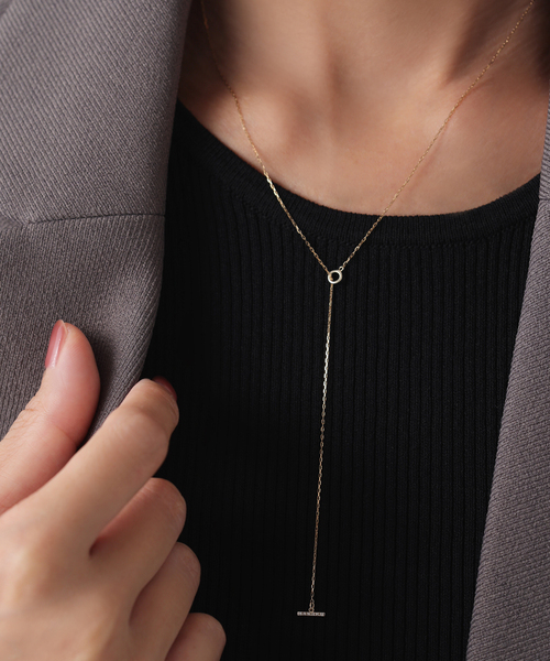 Lilas ネックレス Tバーダイヤライン50cmネックレス K10