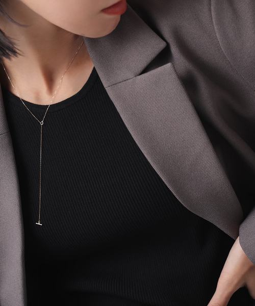 Lilas ネックレス Tバーダイヤライン50cmネックレス K10 レディース
