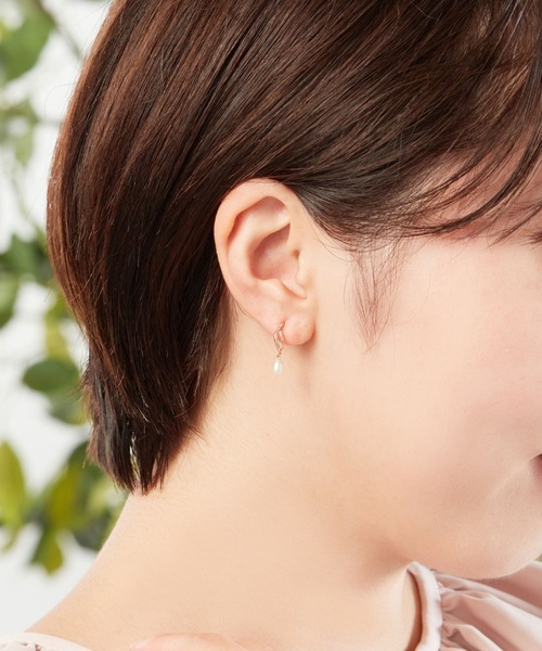ピアス K10ピンクゴールド 淡水パール ピアス レディースの画像