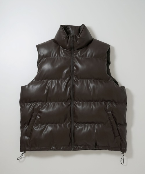 ダウンベスト ベスト PUレザー中綿ベスト レディース メンズ