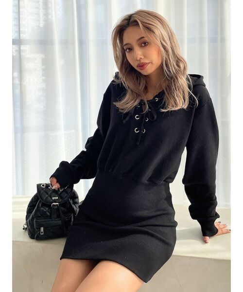 GYDA ワンピース フロントレースアップドッキングスウェット