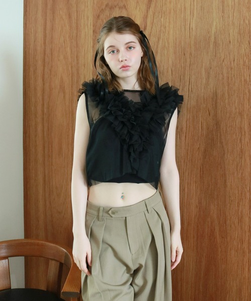mic by Olu. ベスト ジレ チュールフリルベスト レディース : ZOZOTOWN