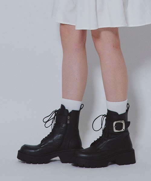 Narcissus（ナルシス） ブーツ 「OZKAN」バックルレースアップブーツ