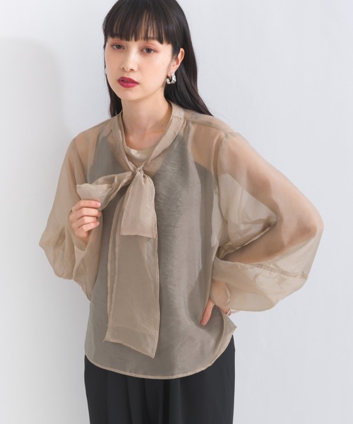 terrace ブラウス シャツ オーガンジーボウタイブラウス レディース 