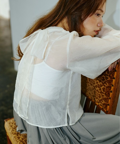 terrace ブラウス シャツ オーガンジーボウタイブラウス レディース
