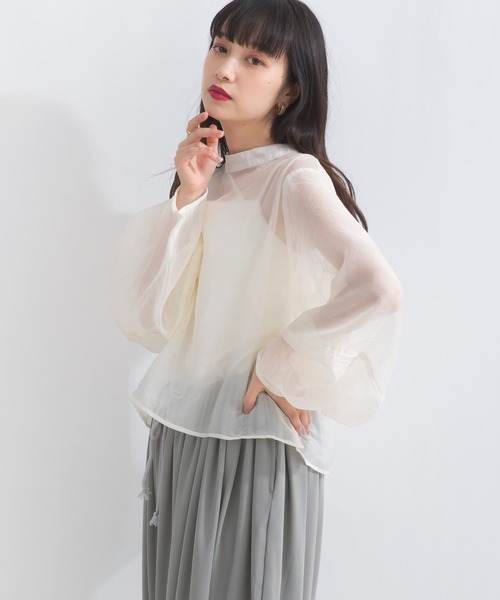 terrace ブラウス シャツ オーガンジーボウタイブラウス レディース 