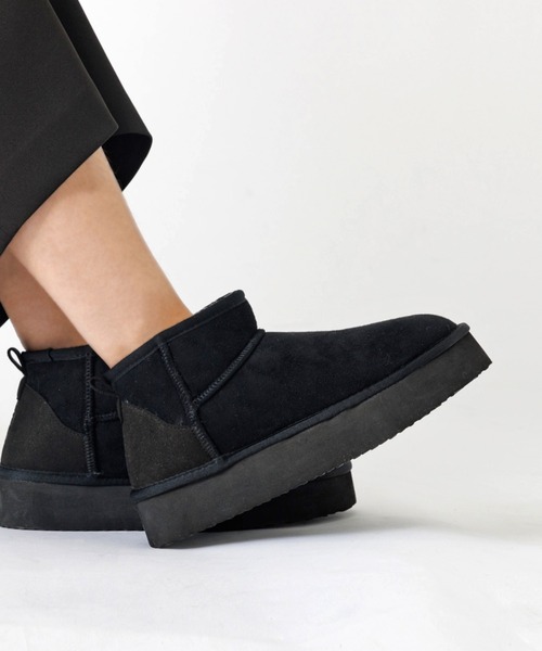 MEI（メイ） ブーツ ○「」エコムートン厚底ブーツ レディース