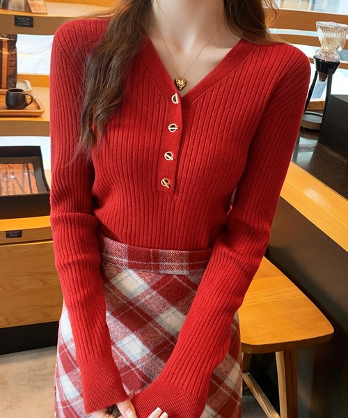 shein vネック　ボタンフロント　リブトップス SHEIN EZwear Vネック ボタンフロント リブ トップス | SHEIN JAPAN