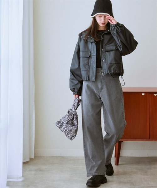 【新品未使用】N.O.R.C 　ボア付き フェイクレザージャケット サイズ1 ニッセン（nissen） コート アウター フェイクレザージャケット