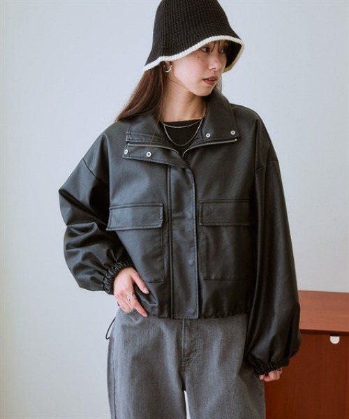 ニッセン（nissen） コート アウター フェイクレザージャケット