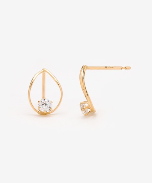 ピアス K10 イエローゴールド キュービックジルコニア しずく ピアス ESTELLE/エステール レディースの画像