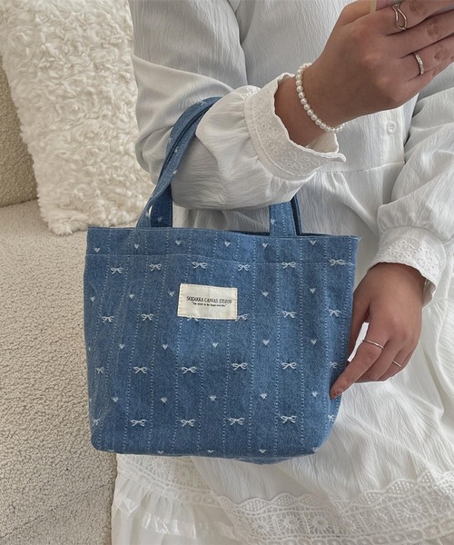 Mignonjour トートバッグ Mignonjour/デニムリボンミニトートバッグ 