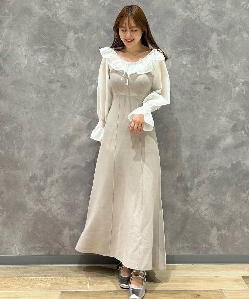 herjipto ワンピース beige petale / pearl white / brandy rose】Sunflower-Printed