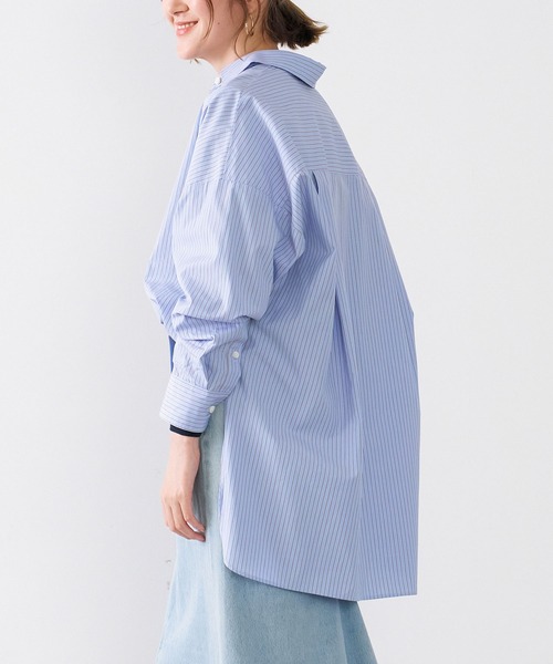 美品 MICA & DEAL マイカ＆ディール 2018AW ストライプ バック ボリューム シャツ 36/ベージュ トップス ブラウス 長袖 2400020077248 MICA&DEAL ブラウス シャツ ストライプオーバーシャツ