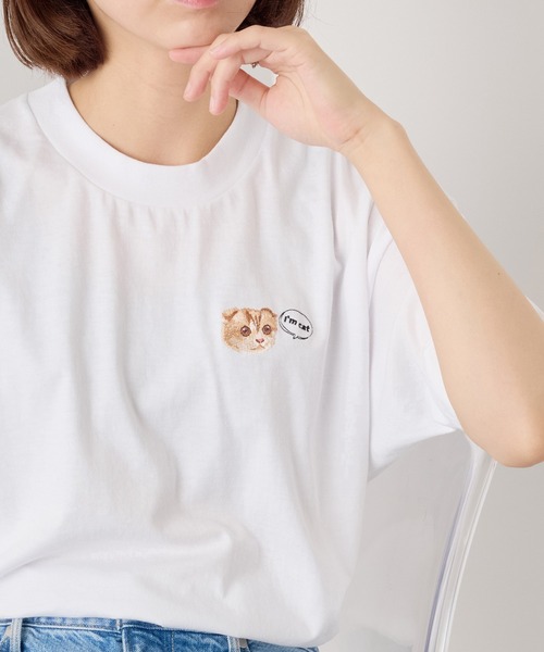 SETUP7（セットアップセブン） tシャツ 「I'm cat」ワンポイント猫刺繍