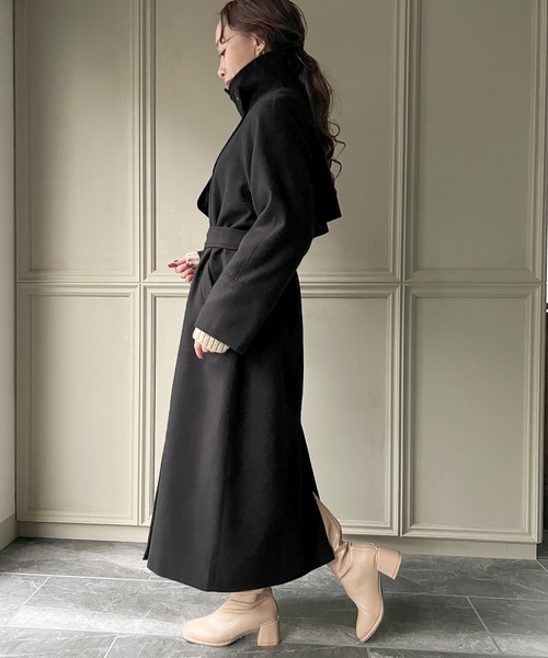 「JUNOAH」 ステンカラーコート SMALL ダークブラウン レディース_画像5