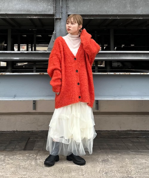 「KBF」 ニットカーディガン ONE オレンジ系その他 レディース_画像2