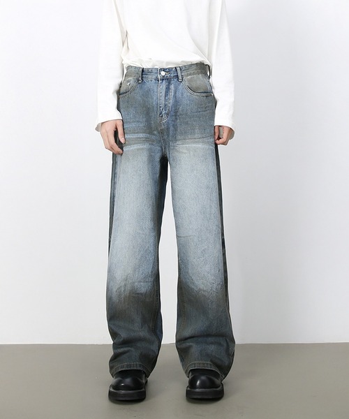LIMITED JEANS 裾ドローコード付き パーカー リミテッドジーンズ ヴィンテージメイクバギーセミワイドM-47カーゴデニムパンツ/裾